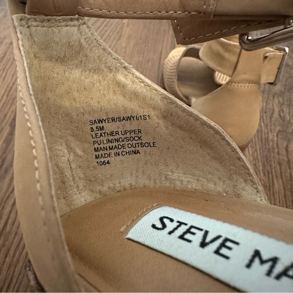 Steve Madden Sawyer Sandal Size 8.5 M Tan Neutral Stacked Heel boho neutral tan - Picture 6 of 8